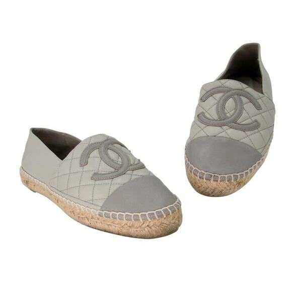 Chanel Espadrille 36 Embroidered Leather Cap Toe Cc Flats CC-0602N-0001 - Picture 1 of 11